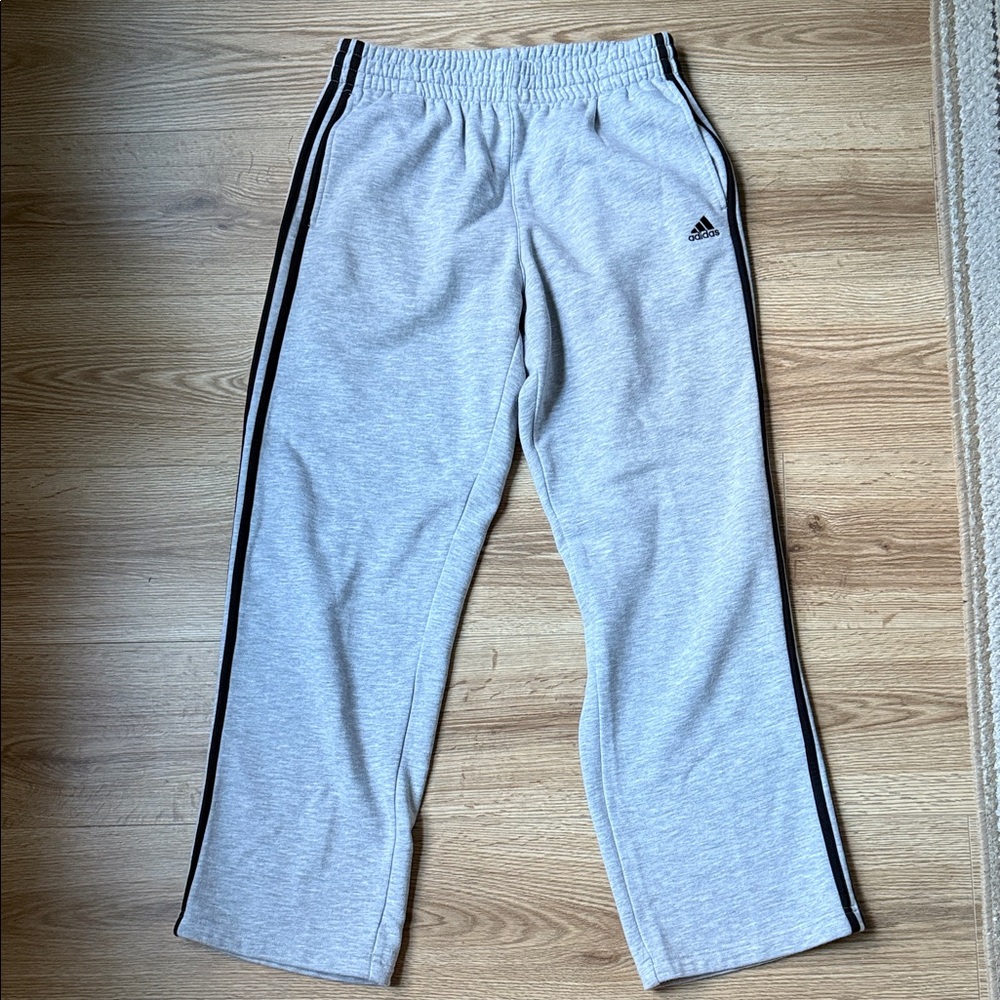 Adidas Men’s Gray Sweatpants with Black Stripes